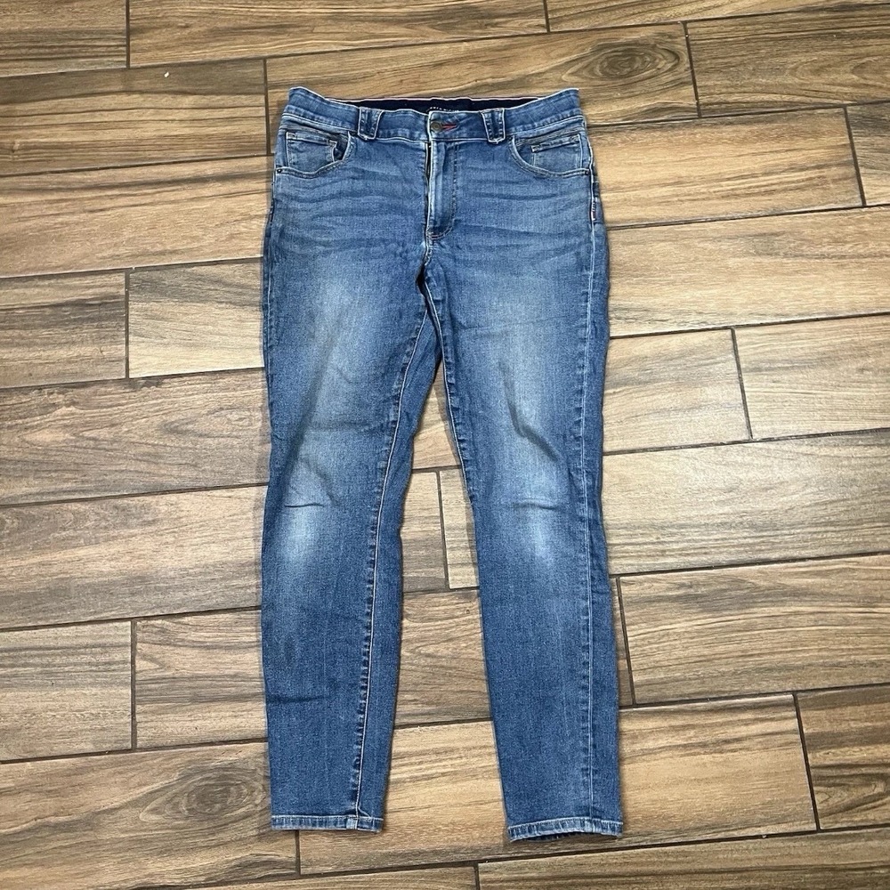 Tommy Hilfiger Womens Jeans 12 Slim Straight Stretch Blue Denim 34x27